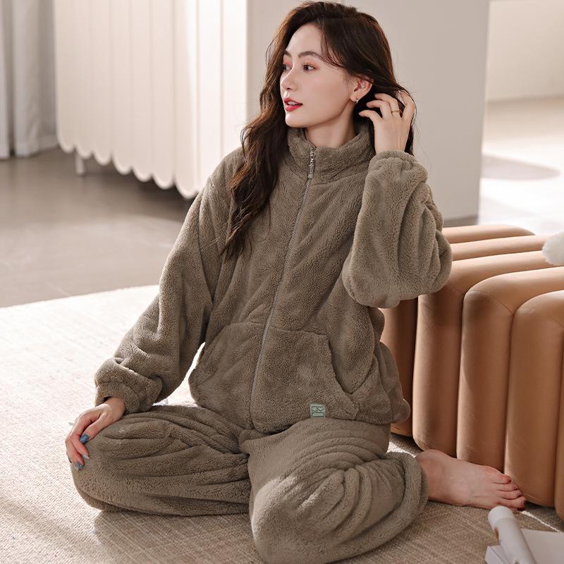 Pajamas Women'S Winter Coral Fleece Thickened Fleece Women'S Autumn And Winter Flannel Winter Loungewear