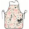 1pc Pink Bow & Floral Apron with Adjustable Waistband - Durable Easy-Clean Polyester Suitable for Cooking, Gardening, Orchard Picking, Christmas, Hall