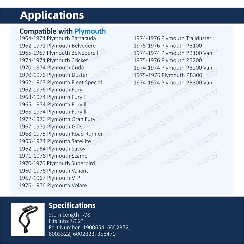 30Pcs Door Trim Panel Fasteners Retainer Clips Compatible with Ford Chrysler Dodge Plymouth Truck Pickup Van 9361 1900654 6002372 358470 Metal Spring