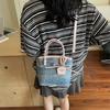 Summer trend contrasting color small bag women's new fashion messenger bag casual denim portable bucket bag