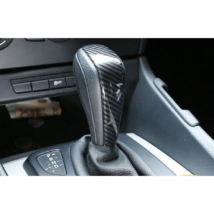 For BMW 1 Series E81 Car Central Console Gear Shift Knob Trim 07-11 Carbon Fiber