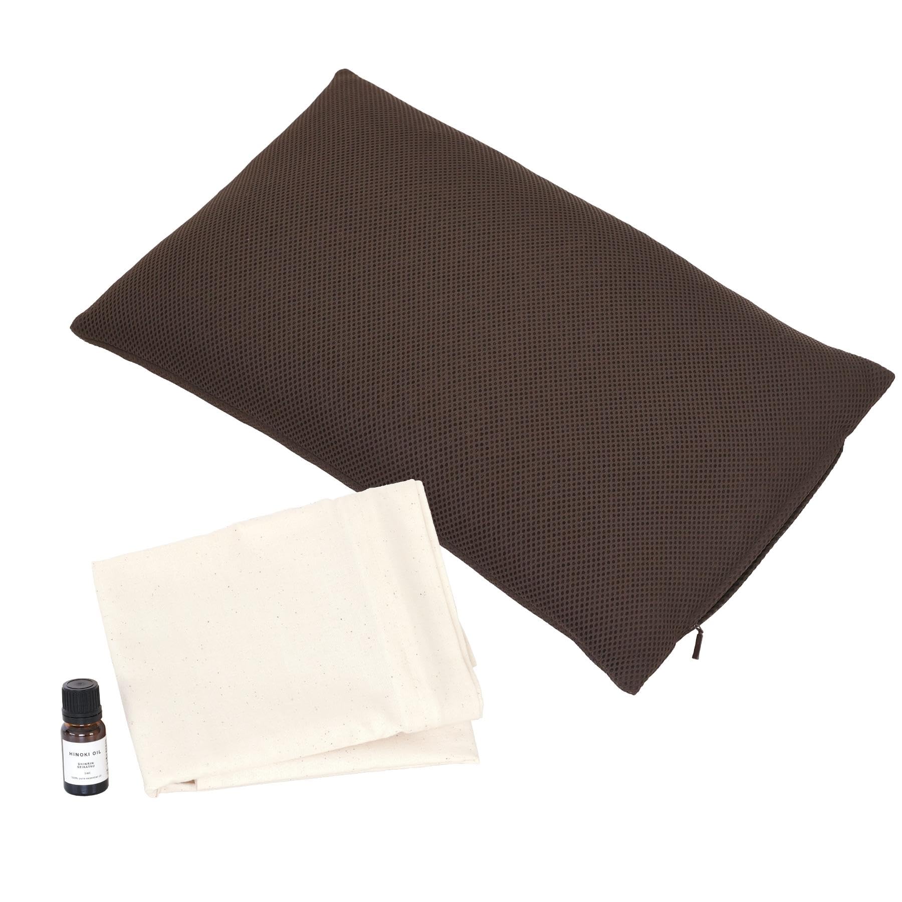 

Japanese Hinoki Pillow, Mesh Type, Made in Japan, Standard Size, Tono Hinoki (Japanese Cypress) with Solid Wood Chips, Soft, Adjustable Height,