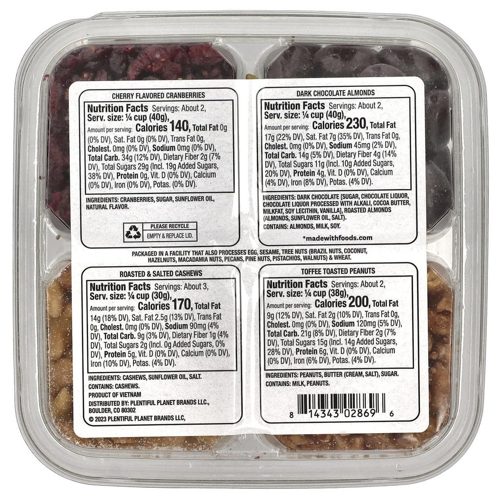 Made With Just Add Cheese, Cherry Flavored Cranberry, Toasted Toffee Peanuts, Roasted Salted Cashews, Dark Chocolate Almonds, 312g (11oz)