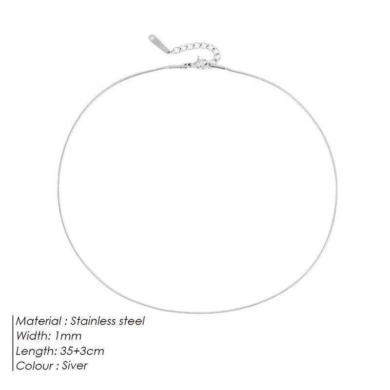Steel Necklace Round Snake Chain for Women Simple Light Luxury Plain Chain Couple Clavicle Chain European and American Fashion Snake Bone Chain