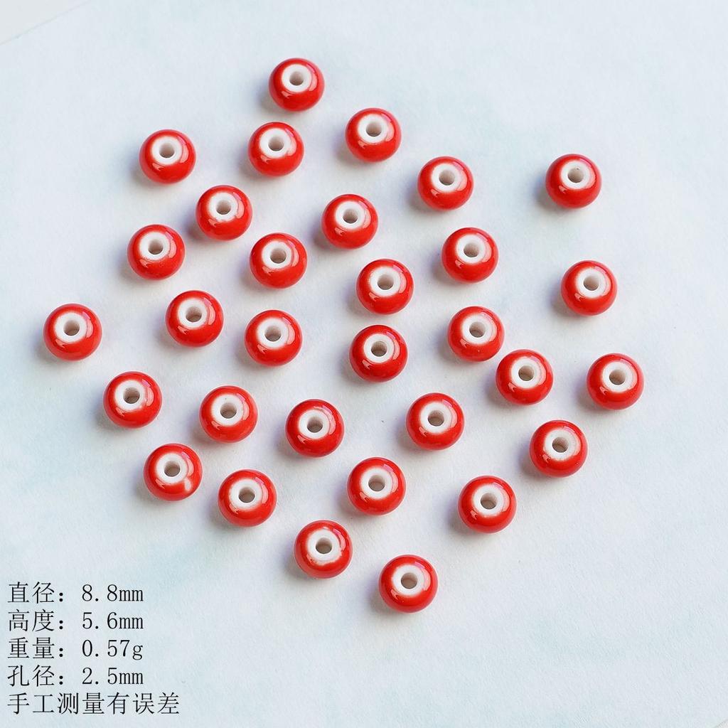 Ceramic Loose Beads Chinese Red Beads Handmade DIY Necklace Loose Beads Accessories