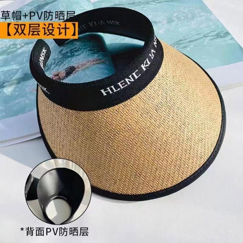 Summer Empty Top Sun Hat Outdoor Sun Protection Breathable Sun Hat Big Head Circumference Brim Fashionable Foreign Style Face Hat Children