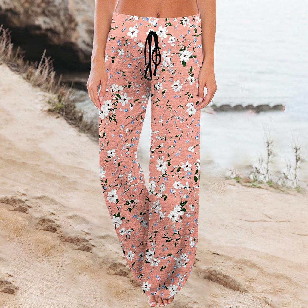 Dames Mode Losse Pasvorm Trekkoord Elastische Taille Casual Geprinte Broek