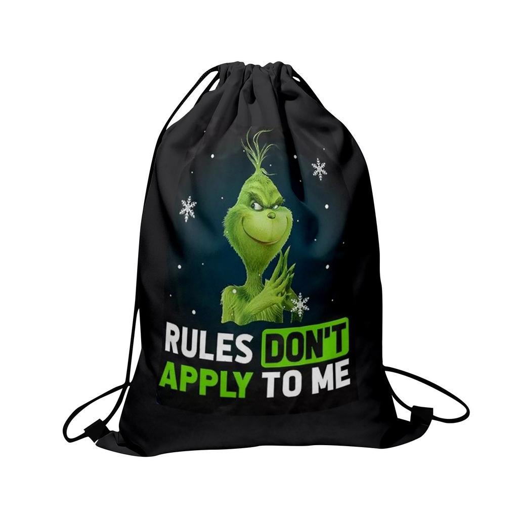 Christmas Double Sided Print New Year Gift Bag Drawstring Pocket Christmas Backpack