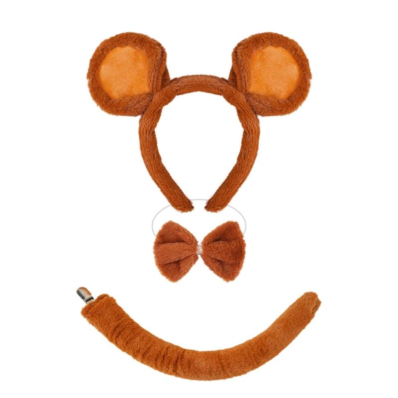 Set di Accessori Costume da Topo 1/3/4 Pezzi Costume di Halloween Costume da Vestire Orecchie da Topo Fascia Coda Gonna Tutù per Bambini Bambine