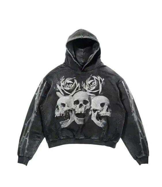 Y2k retro gothic fashion skull hoodie
