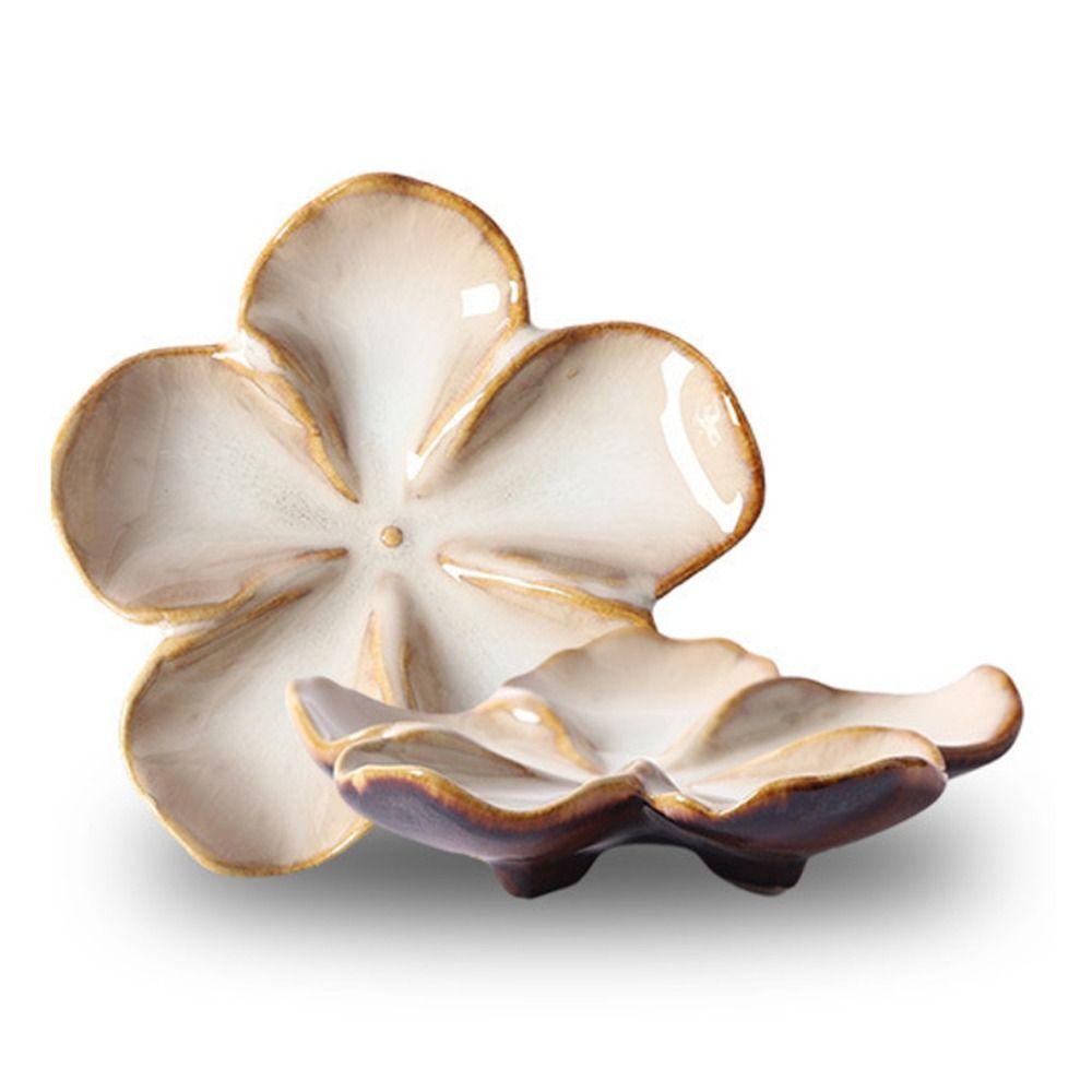 Vintage Multi-color Ceramic Craft Dish Creative Decorative Flower Shaped Small Dish Home Flavor Dish Gifts