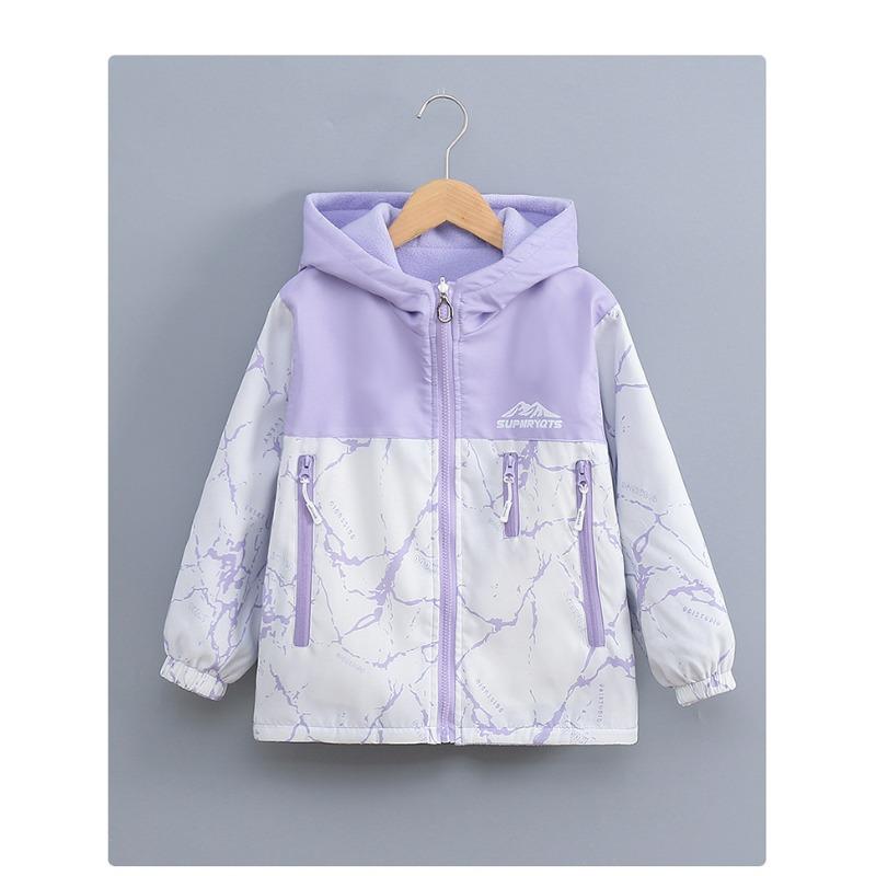 Girls Reversible Fleece Lined Hooded Jacket Big Kids Casual Windproof Outerwear