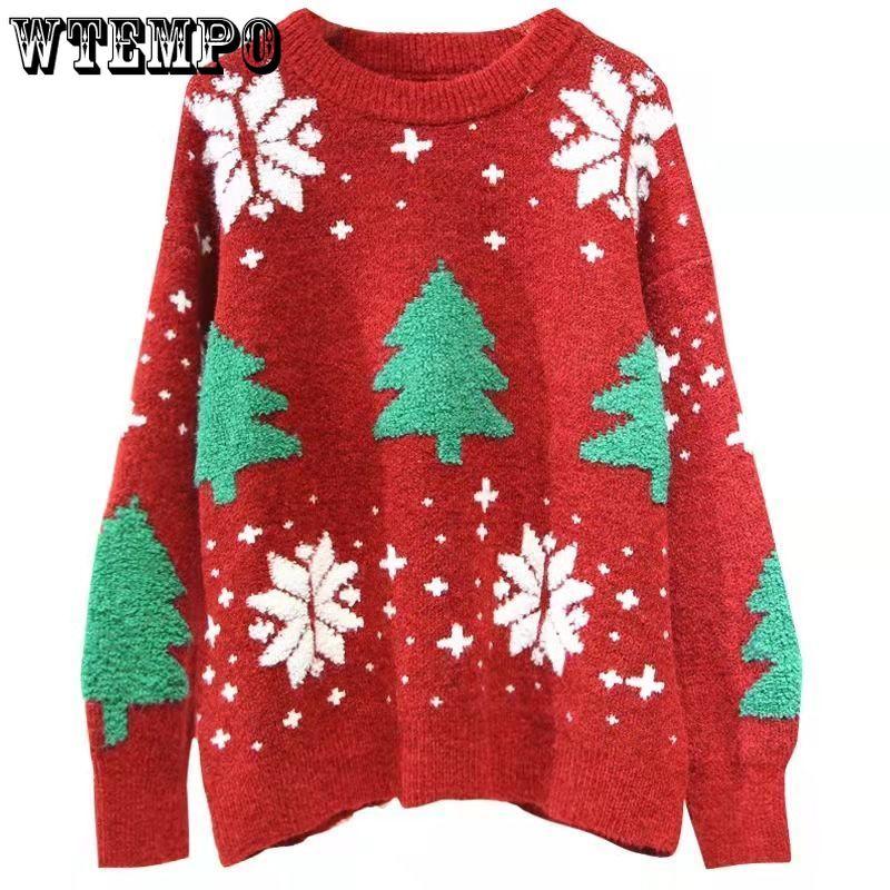 Christmas Sweater Loose Korean-style Pullover for Women Loose Long-sleeved Thick Knitted Sweater for Autumn and Winter