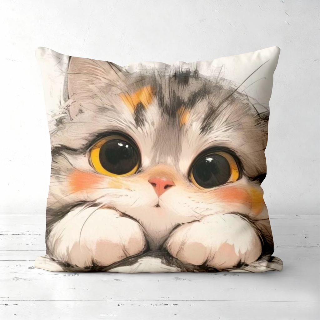 Pieces Cute Watercolor Cat Throw Pillow Covers Polyester sofa decorative cushion cov Headboard Pillow (Without Pillow Core