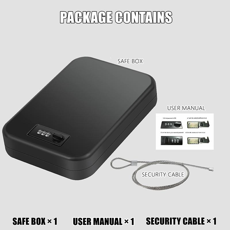 Biometrisk våpenskap for pistoler Fingeravtrykk pistolskap Lite tyverisikkert pistolskap Bærbart pengeskap med 3 siffer