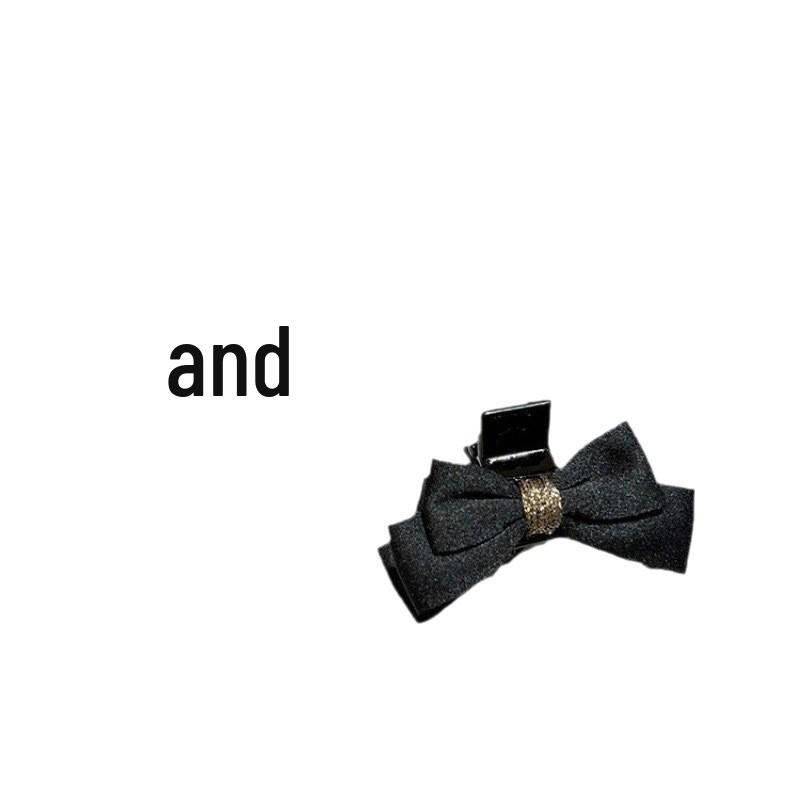 Black Satin Bow Princess-Style Small Claw Hair Clip