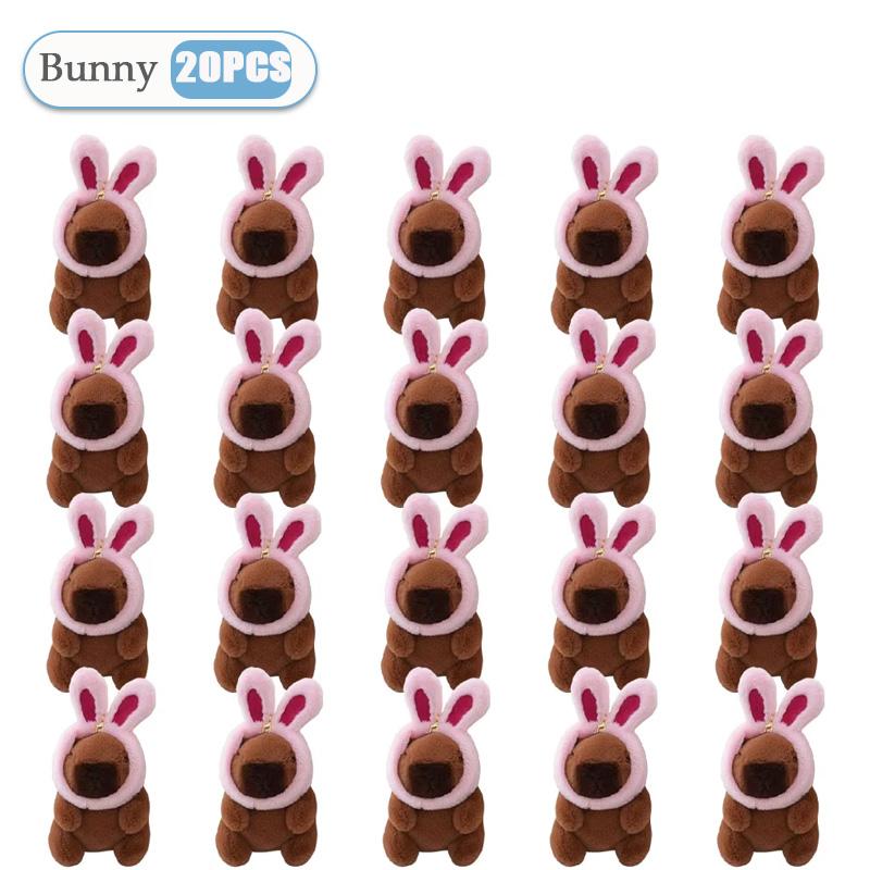 1-20PCS Cute Guitar Capybara Plush Toy Cartoon Guinea Pig Pendant Stuffed Doll Backpack Keychain Bag Car Key Ring Decor Kid Gift