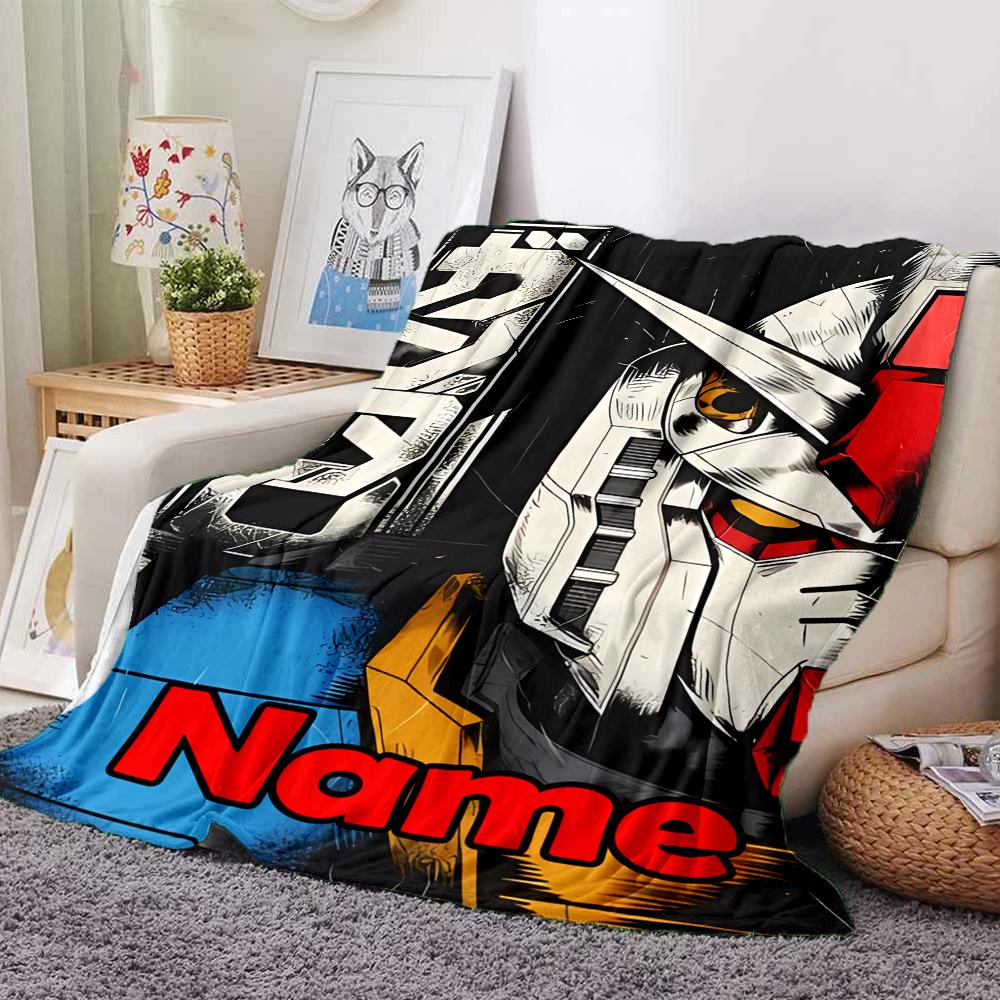 Customiz Name Personality Gundam Blanket Soft &Warm Sofa Office Bed Travel Lunch Break Blanket, Gift Suitable All Seasons