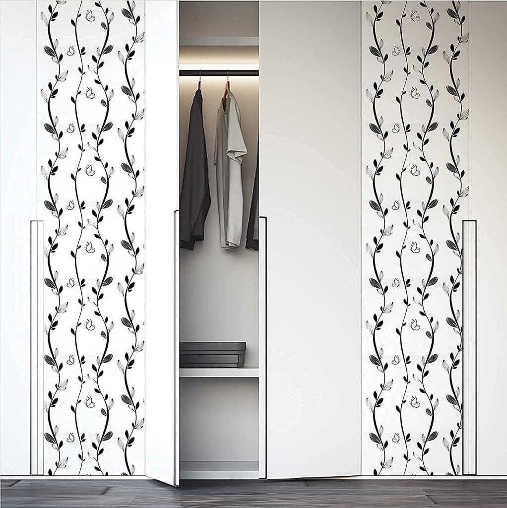 Black Floral Peel and Stick Wallpaper Black Vine Butterfly Self-Adhesive Wallpaper Removable Modern Stick and Peel Contact Paper