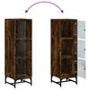 Highboard with Glass Doors Smoked Oak 35x37x120 Cm