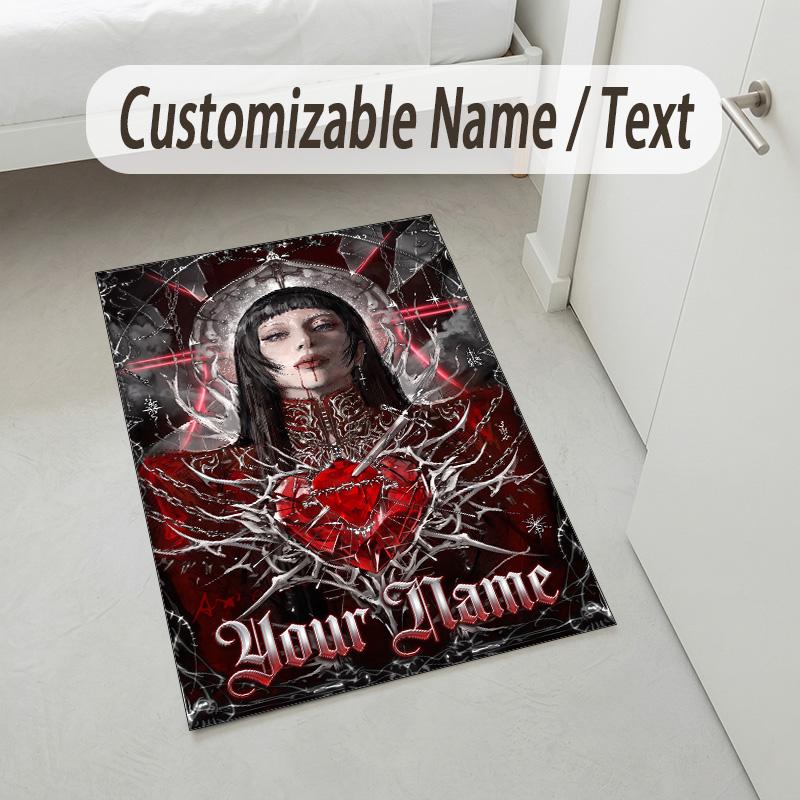 Personalized Crystal Velvet Carpet,Lady Gaga Custom Printed Name, Plush Area Rug For Home Indoor Decor