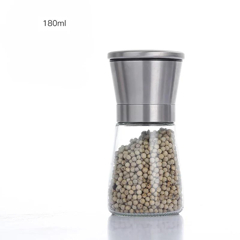 2-in-1 Pepper Grinder Cooking Seasoning Grinding Storage Bottle Stainless Steel Grinding Bottle 2-Layer Adjustable Compartment