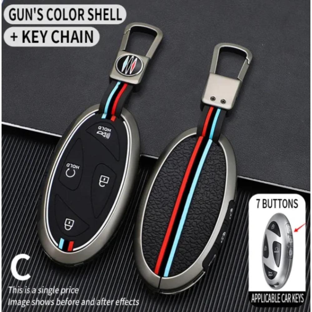 5 7 Tasten Zinklegierung + Silikon Autoschlüsselhülle für Hyundai Kona Ev Grandeur GN7 IONIQ 6 2023 2024 Fernbedienungsschlüssel Schutzschale