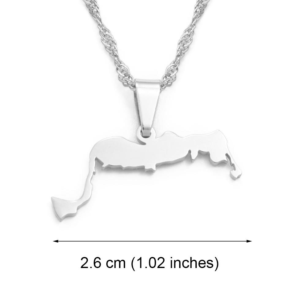 Anniyo Turks and Caicos Pendant Necklaces Stainless Steel and Gold Color Jewelry #115721 60cm Thin Chain