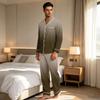 Men's Gradient Print Pajama Set: Loose Fit Lapel Cardigan & Straight Leg Pants - 2 Piece Sleepwear