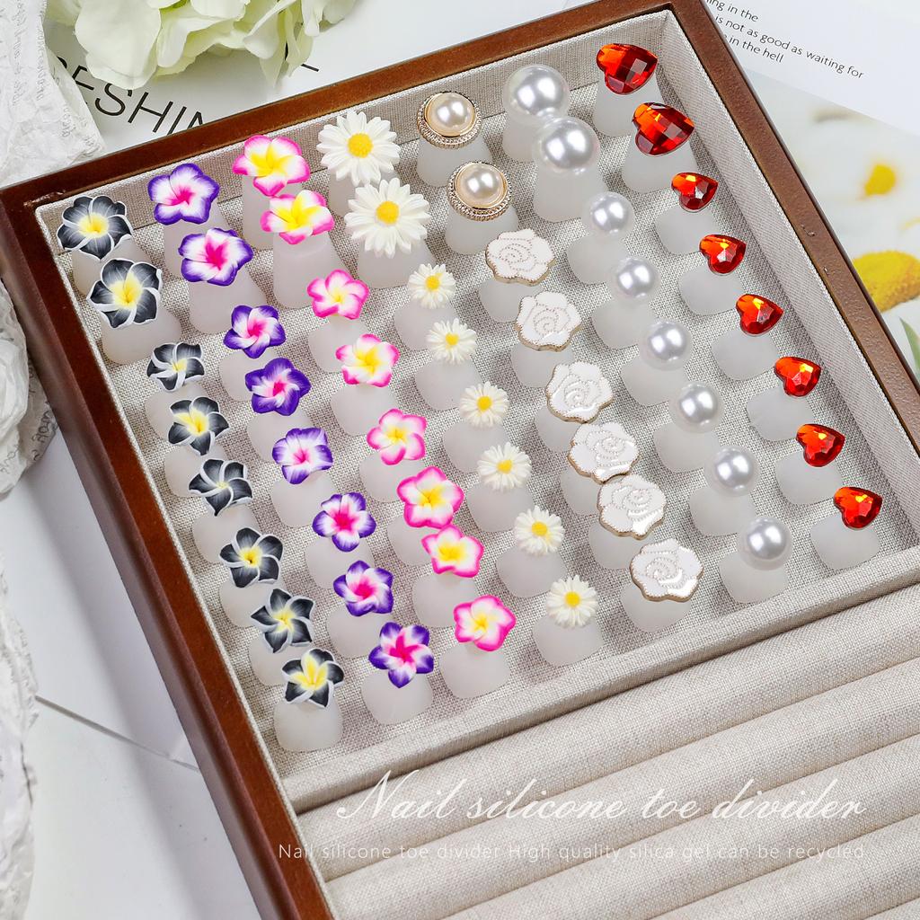 Japanese Nail Art Silicone Finger Splitter, Toe Splitter, Daisy Water Drop Rhinestone, Nail Art Tool Toe Divider