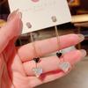 2022 New Fashion Unique Personality Shiny Simple Love Tassel Peach Heart Earrings Party Zircon Exquisite Gift Wholesale