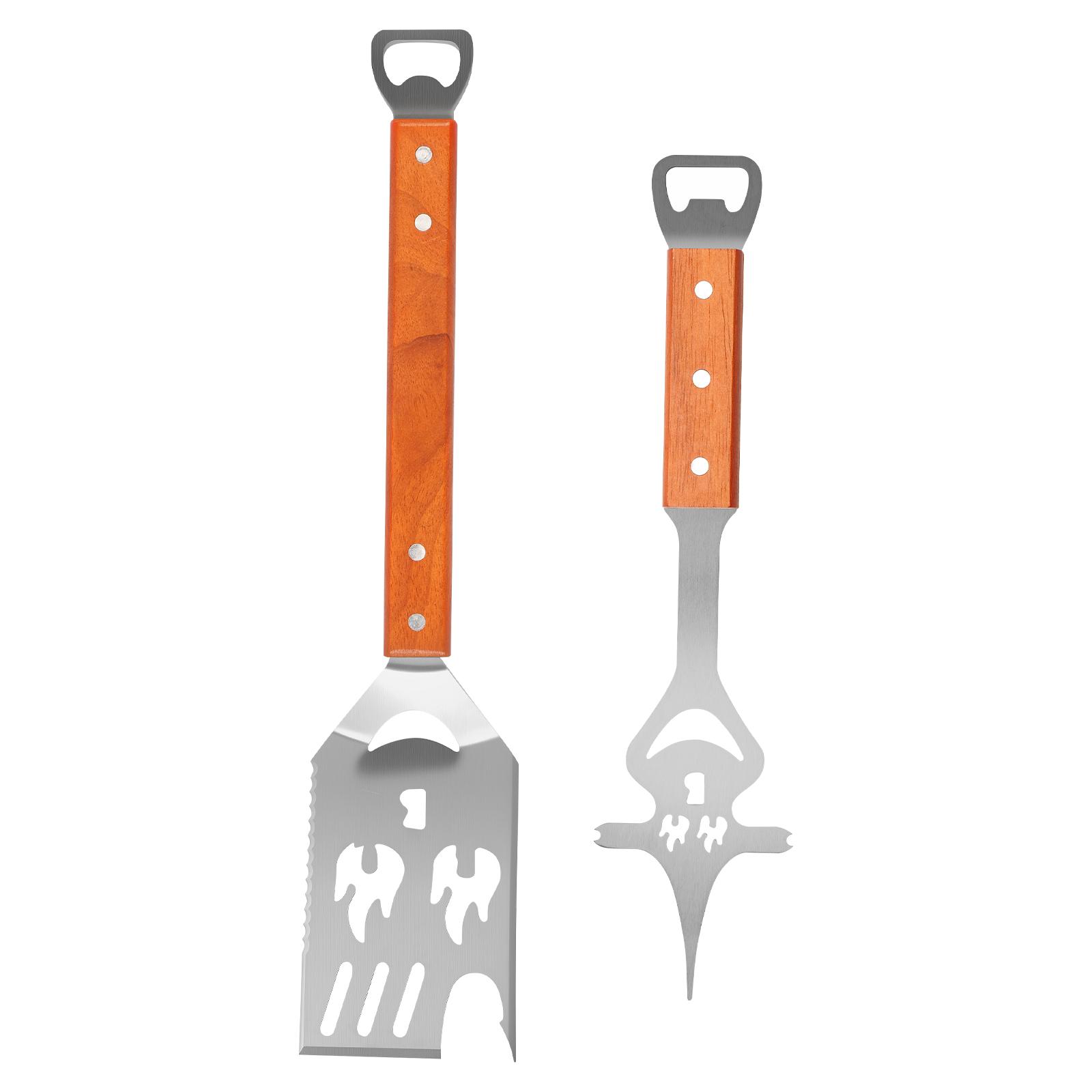 Set of 2 Barbecue Utensil Multifunctional Grill Spatula Stainless Steel Multifunctional Barbecue Fork Stainless Steel for BBQ