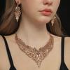 2026 Europäisches und Amerikanisches Exquisites Strass-Halsketten-Ohrring-Set Partykleid Hochzeitszubehör Legierung
