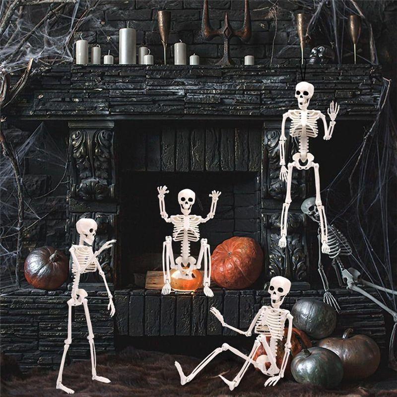 M-Moderní-1 kus Halloweenové kostry Dekorace Kostra celého těla s pohyblivými klouby Bílá