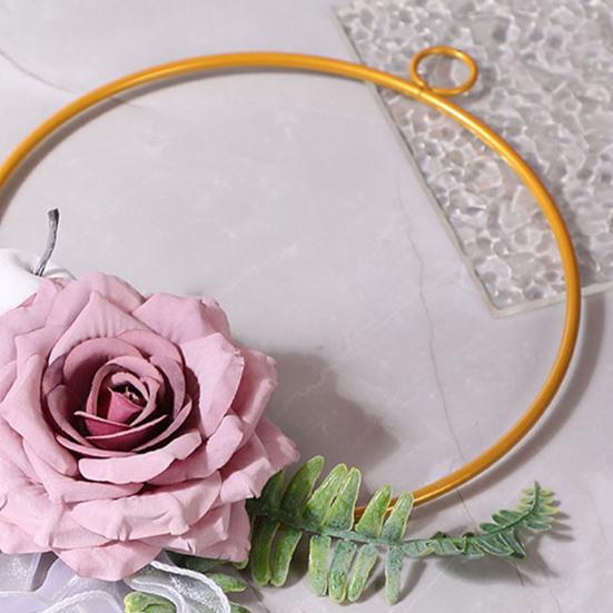 Metal Floral Hoop Wreath Artificial Rose Flower Wreath Iron Round Frame Garland for Bridesmaids