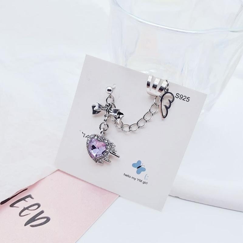Punk Vintage Women Earrings Metal Chain Cross Heart Personalized Hip Hop One Pieces Ear Bone Clips Party Jewelry Gifts