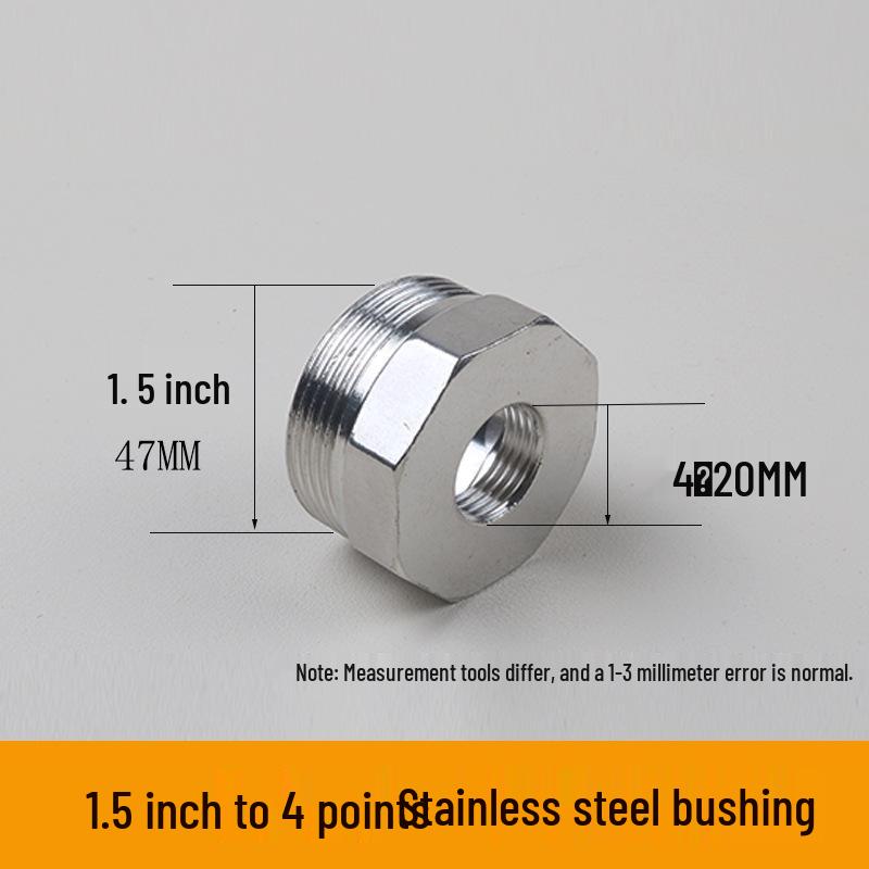 304 Stainless Steel Reducing Nipple, Male/Female, Thickened, 6-Point to 4-Point, 4-Point to M14 Pressure Gauge Adapter