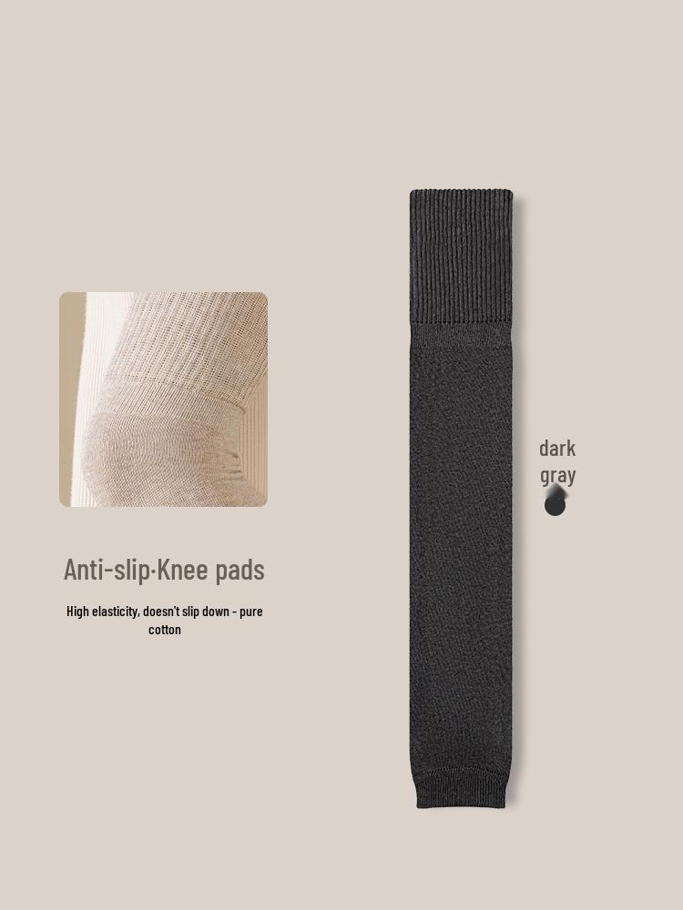 

Женские экстра-длинные хлопковые гетры - носки выше колена, зимний стиль, наколенники против сползания One size - cotton/warm/antibacterial темно-серого