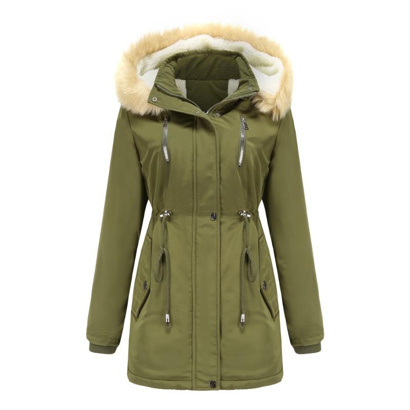 Winter Women's Thickened Lamb Fleece Cotton-padded Jacket Women's Loose Women's Cotton-padded Jacket Detachable Cap and Fleece Jacket