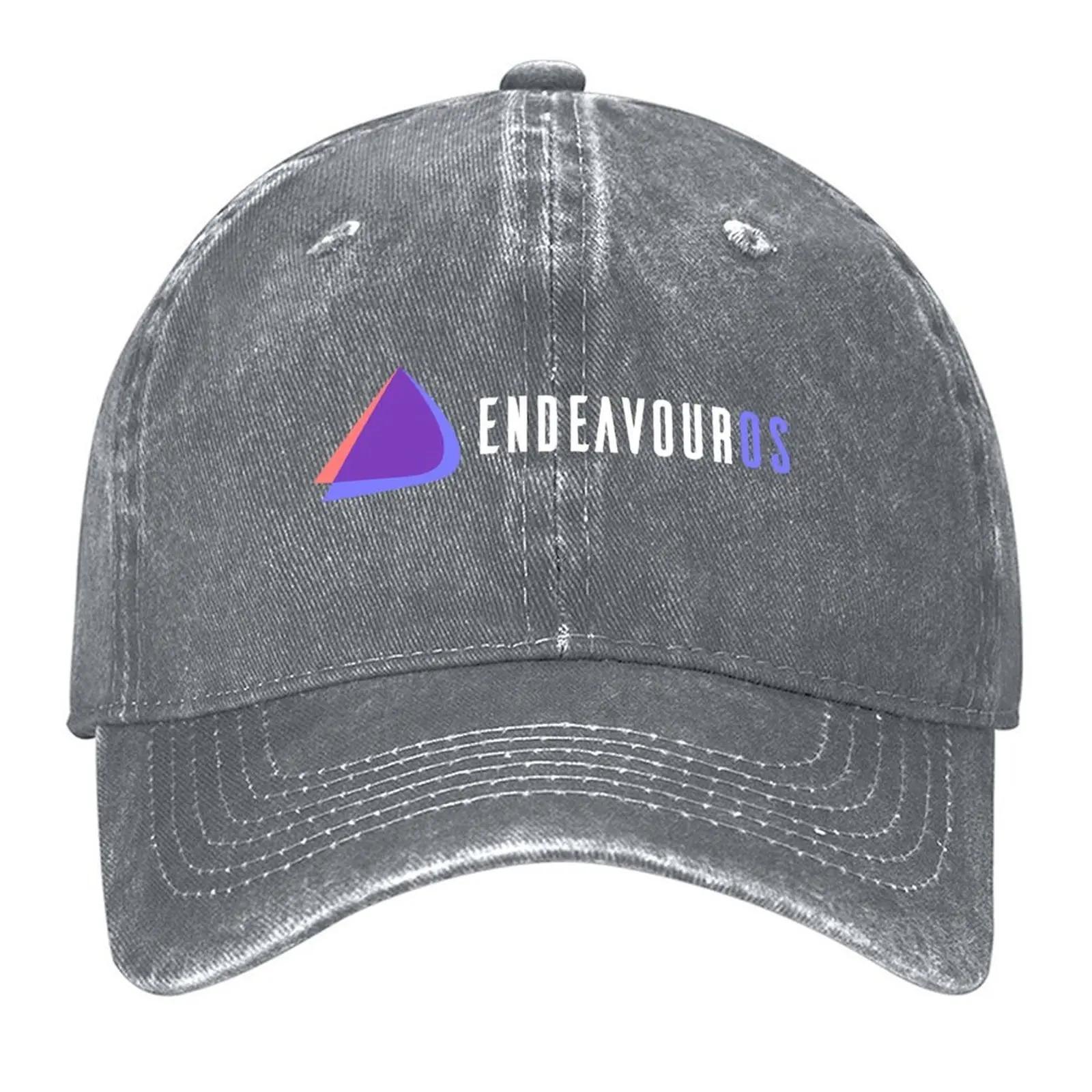 New EndeavourOS banner (text white) Baseball Cap Sunscreen Hat Unisex Luxury Fishing cap Fashion Beach Womens Beach Unisexs