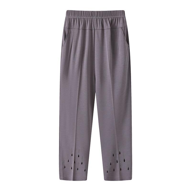 

Mother Pants Summer Thin Loose Ice Silk Breathable Cropped Pants Women L серый