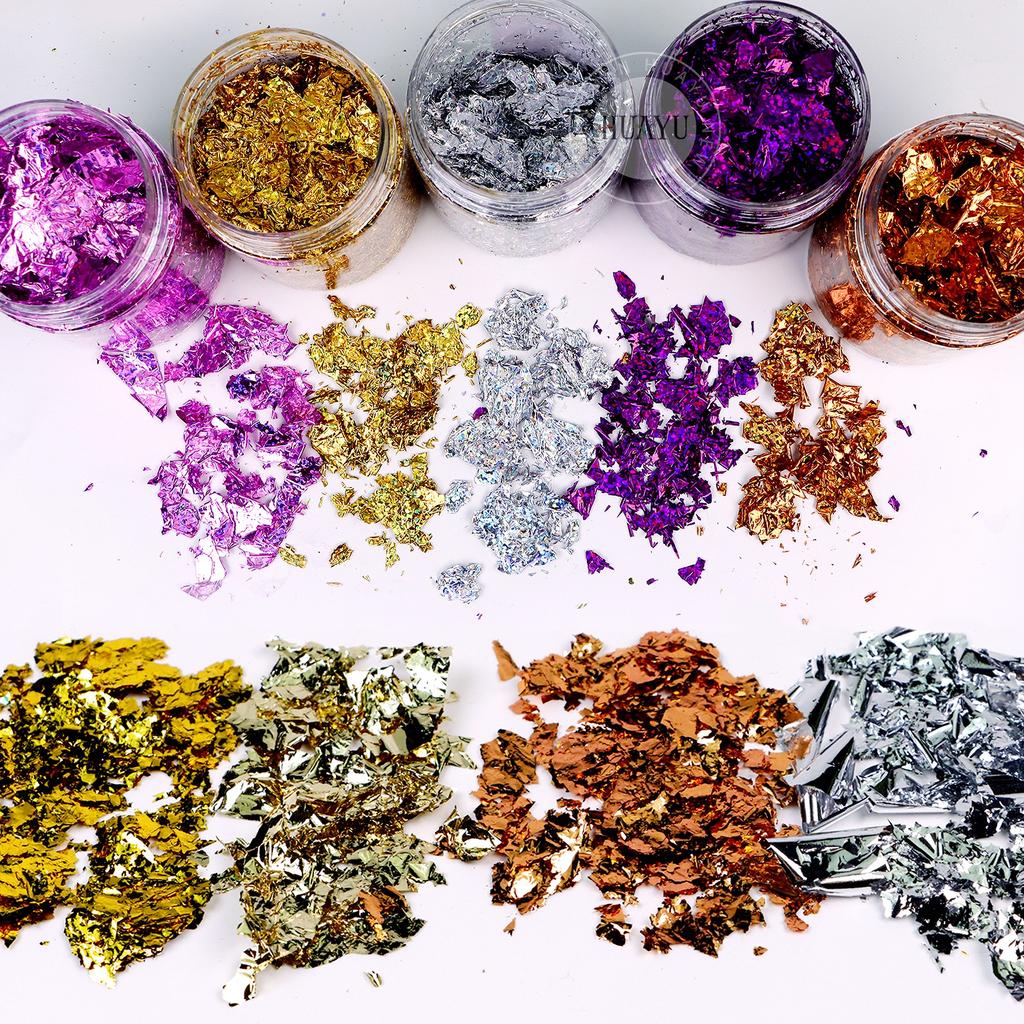 22 Colors Super Thin Shiny Gold Gold Leaf Flakes Nail Gold Foil Flakes for Nail Art Resin Craft Decoration