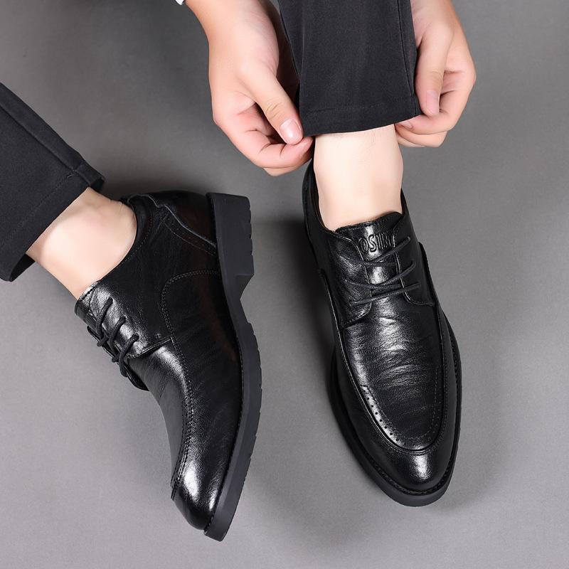 Autumn Men's Shoes Spring Business Formal Dress Leather Shoes Men's Single Shoes Men's Men's Genuine Leather British Style Groom Wedding Shoes