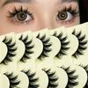 5 Pairs Cartoon Style Natural Thin False Eyelashes Transparent Band Faux Mink Cat Eye Lashes, Natural Daily Makeup