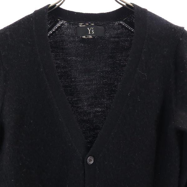 Y's Wool Long Sleeve V Neck Cardigan 2 Black Series Men's Used