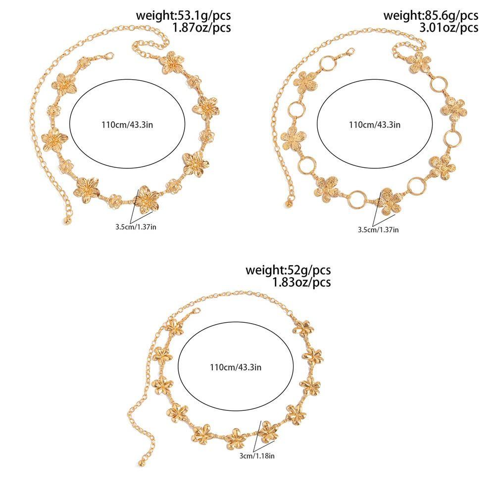 New Alloy Flower Waist Chain Irregular Ethnic Style Body Chain Sexy Ins Chain Belt Body Jewelry Accessories