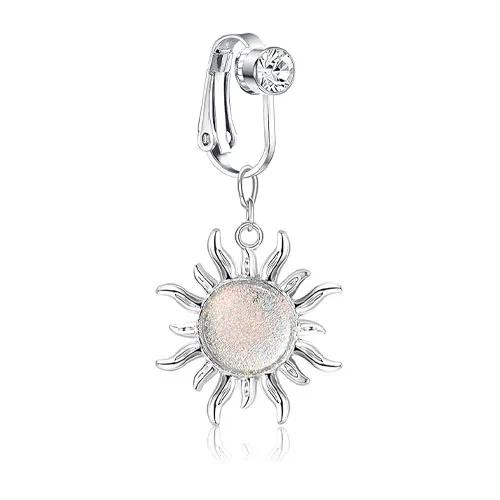 

Bobisty Fake Belly Ring for Women Dangle Belly Piercing CZ Evil Eye Dangling Navel Rings Non Piercing Jewelry Clip on Belly Ring Moon&Navel & Bell Button Rings&Body