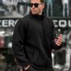 Men's Stand Collar Color Long Sleeve Zip-Up Lined Jacket for Casual Wear
