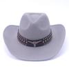 Hot-selling European, American and Western denim straw hat rivet bull head design hard hollow western denim hat