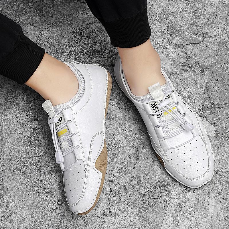 Men's Shoes Spring and Summer Trendy Shoes 2025 New Korean Version Versatile Men's Casual Shoes Large Size White Leather Shoes Doudou Shoes Men